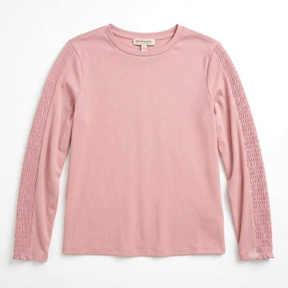 Philosophy Statement Sleeve French Terry Sweatshirt Top Pink Soft Womens Medium